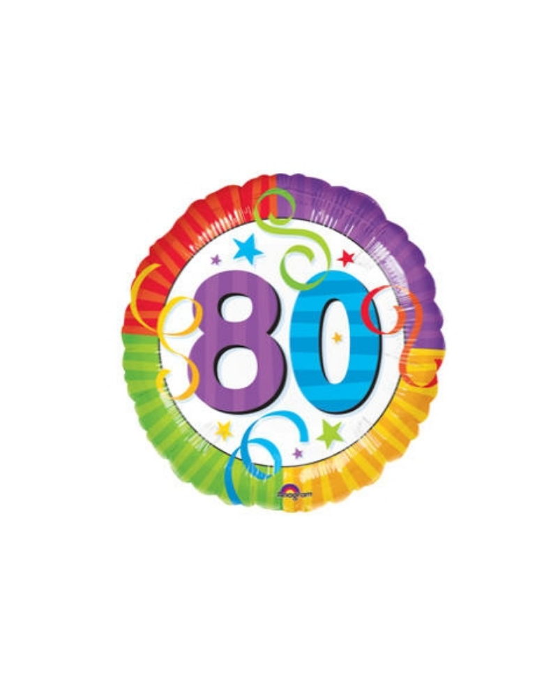 8o ans rond mylar 45 cm à plat