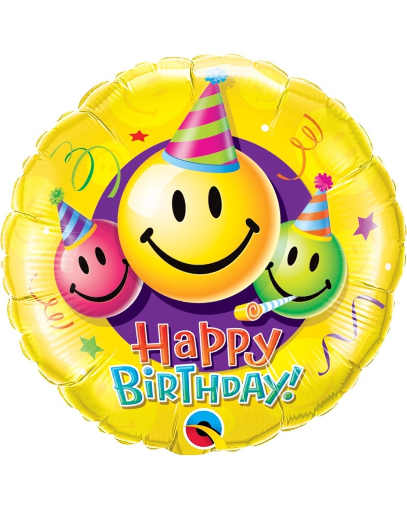 Smile Happy Birthday qualatex 45 cm à plat
