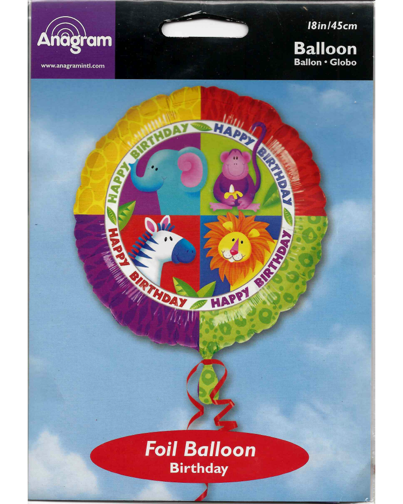 ° happy birthday de la jungle ballons métal 45 cm