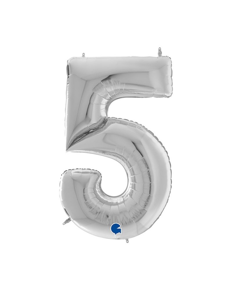 5 ARGENT Chiffre métal mylar 162 cm
