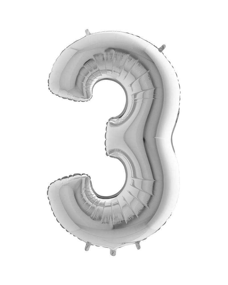 3 chiffre 35 cm mylar argent