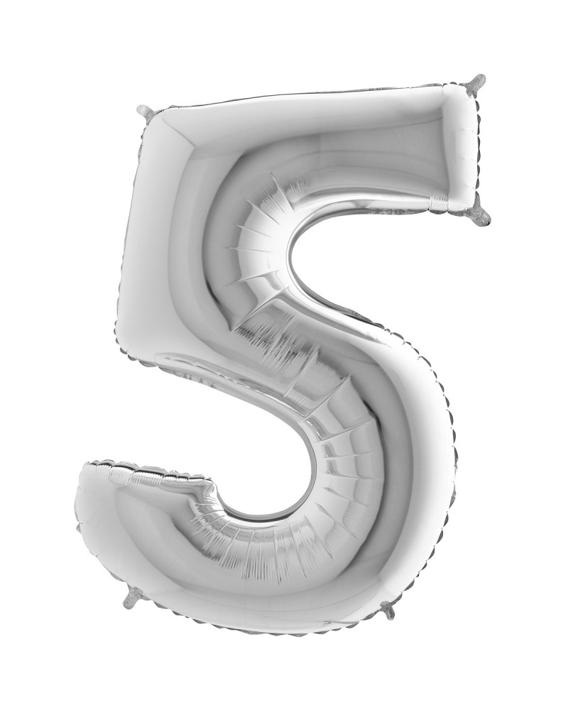 5 chiffre 35 cm mylar argent