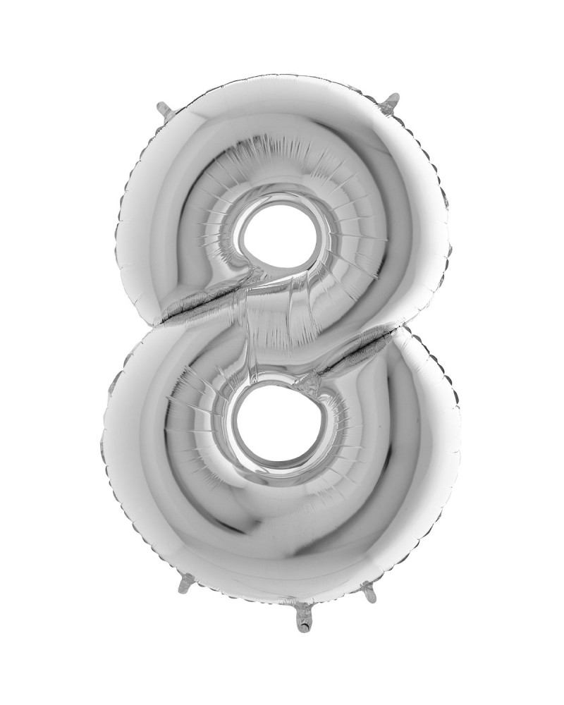 8 chiffre 35 cm mylar argent
