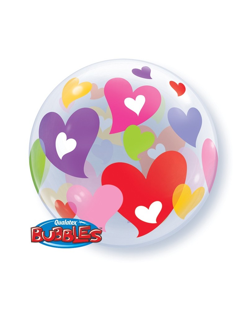 bubble imprimé coeurs couleurs 56cm