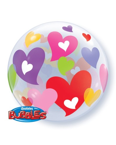 bubble imprimé coeurs couleurs 56cm