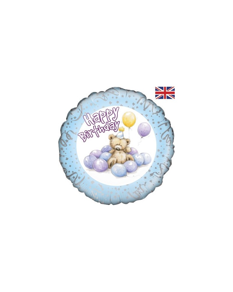 ° Petit ours aux ballons bleus happy birthday