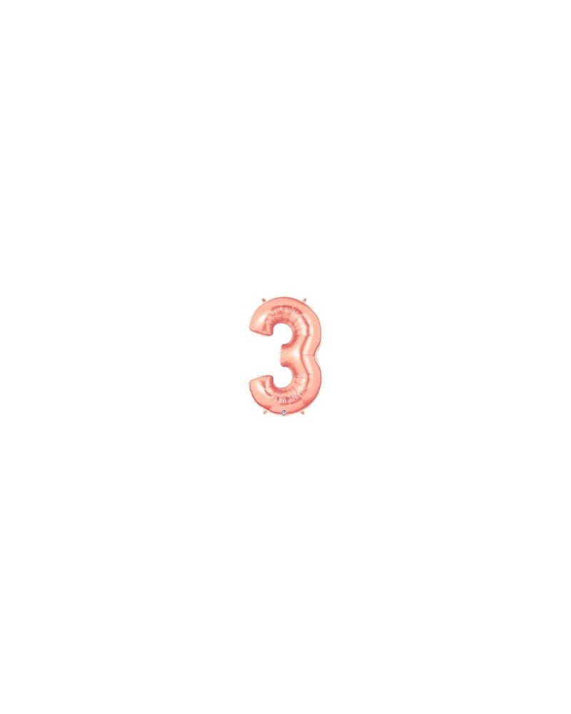 Chiffre md métal mylar 3 rose or