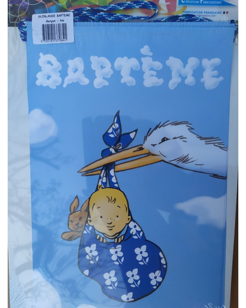 1 guirlande Baptême bleu 4M 8 pavillons 28*20cm